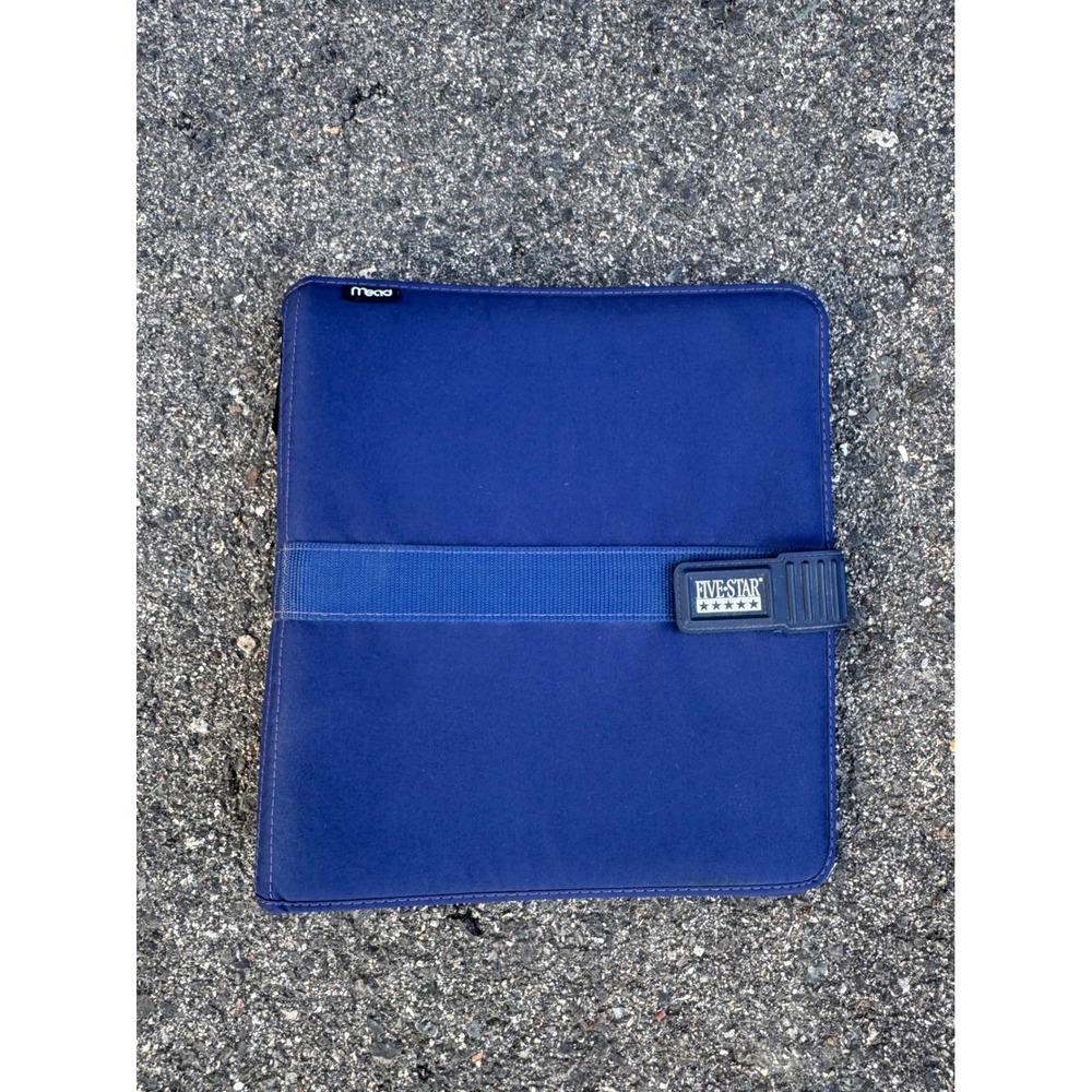 Vintage Mead Five Star 3 Ring Binder Velcro Fabric Strap